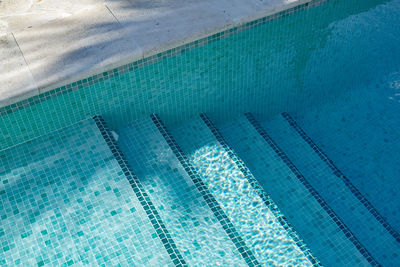 High angle view of swimming pool entrance stairs