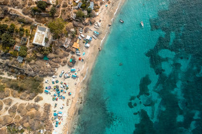 High angle view of people on beach