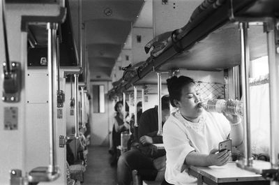 Man sitting in bus