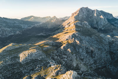 Scenic view of mountain range against sky