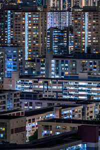 Full frame shot of illuminated building at night