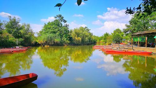 Scenic view of lake against sky