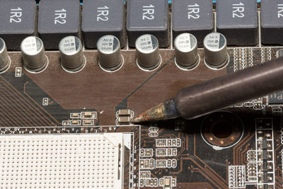 Close-up of tool on computer chip