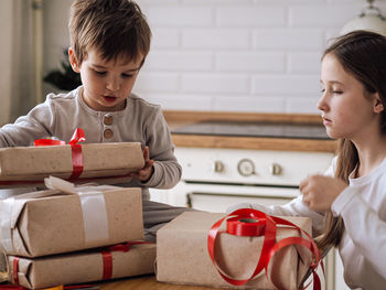 Boy holding gift