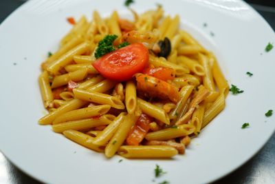 Close-up of pasta in plate