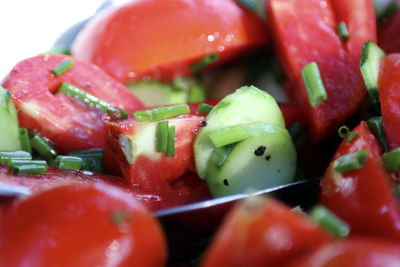 Close-up of chopped fruits in plate