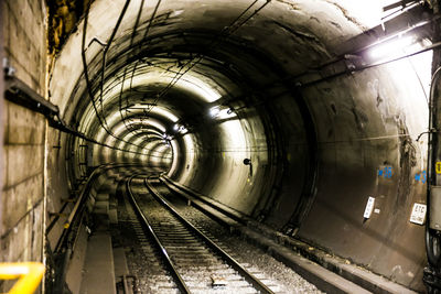 Railroad tracks in subway tunnel