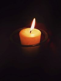 Close-up of burning candle