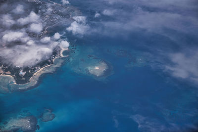 This is the scenery from an airplane in okinawa