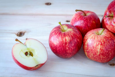 Close-up of apples on table