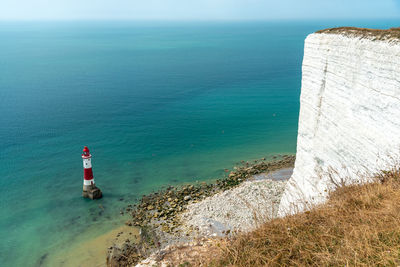 The lighthouse at beachy head, the highest cliff in great britain
