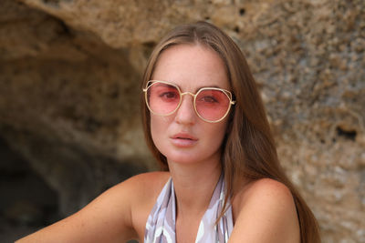 Portrait of woman wearing sunglasses