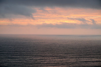 Scenic view of sea against cloudy sky