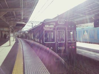 Train on railroad station platform