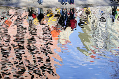 Close-up of reflections in water