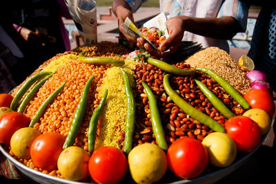 Tomatoes for sale at market stall