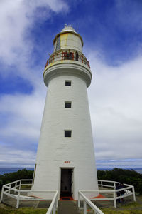 Low angle view of lighthouse against sky