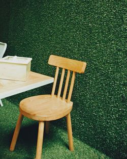 Close-up of wooden chair