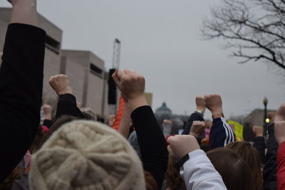 People in city during protest