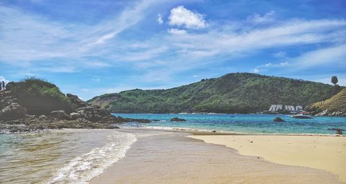 Scenic view of beach against sky