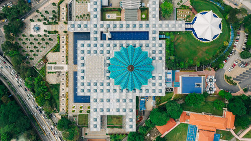 High angle view of buildings in city