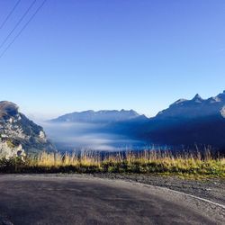Scenic view of mountains against clear sky