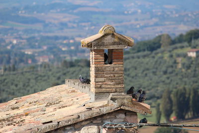 View of temple on building roof
