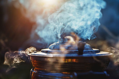 Close-up of smoke emitting from fountain