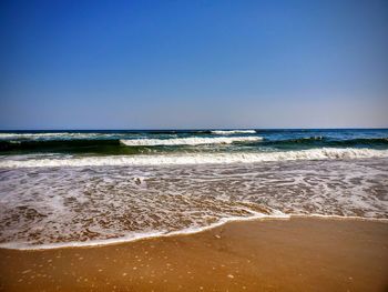 Scenic view of sea against clear sky