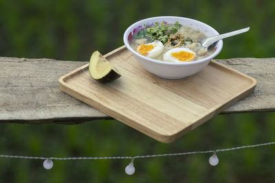 Close-up of food on table