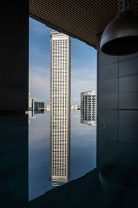 Reflection of buildings in city