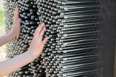 In playground differs wooden boxes