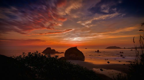 Scenic view of sea against sky during sunset