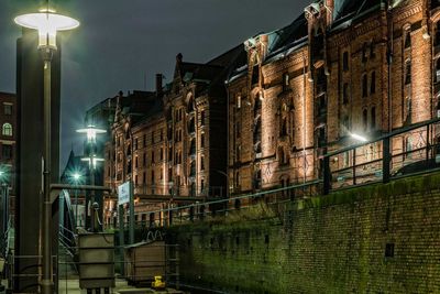 Illuminated building at night