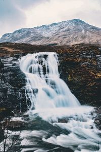 Scenic view of waterfall