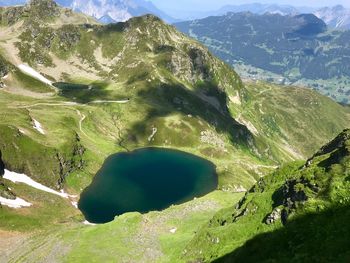 High angle view of mountain range