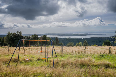 Scenic view of field against sky