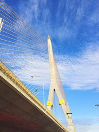 Low angle view of suspension bridge