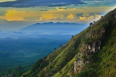 Scenic view of landscape against sky during sunset