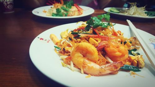 Close-up of food served in plate