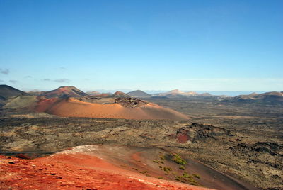 Scenic view of desert against blue sky