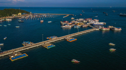 High angle view of harbor