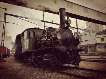 Train on railroad station platform