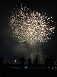 Firework display at night