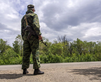 Armed russian intelligence officer on ukranian territory