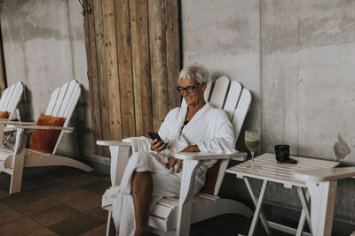 Woman relaxing in spa