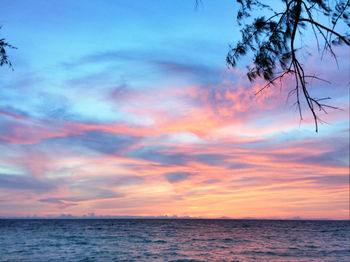 Scenic view of sea against sky at sunset