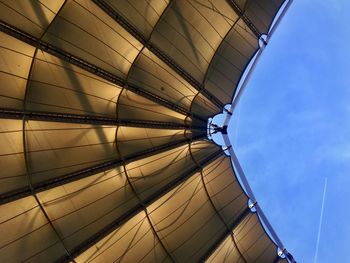 Low angle view of building against blue sky