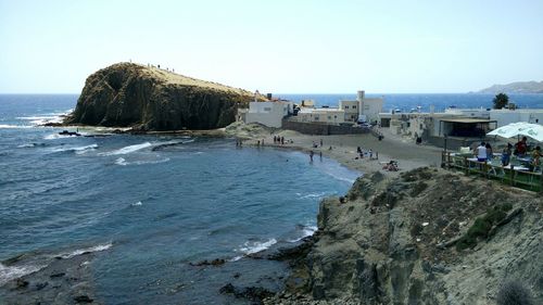 Scenic view of sea against clear sky