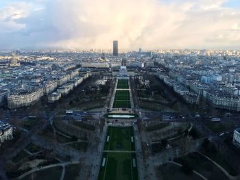High angle view of buildings in city